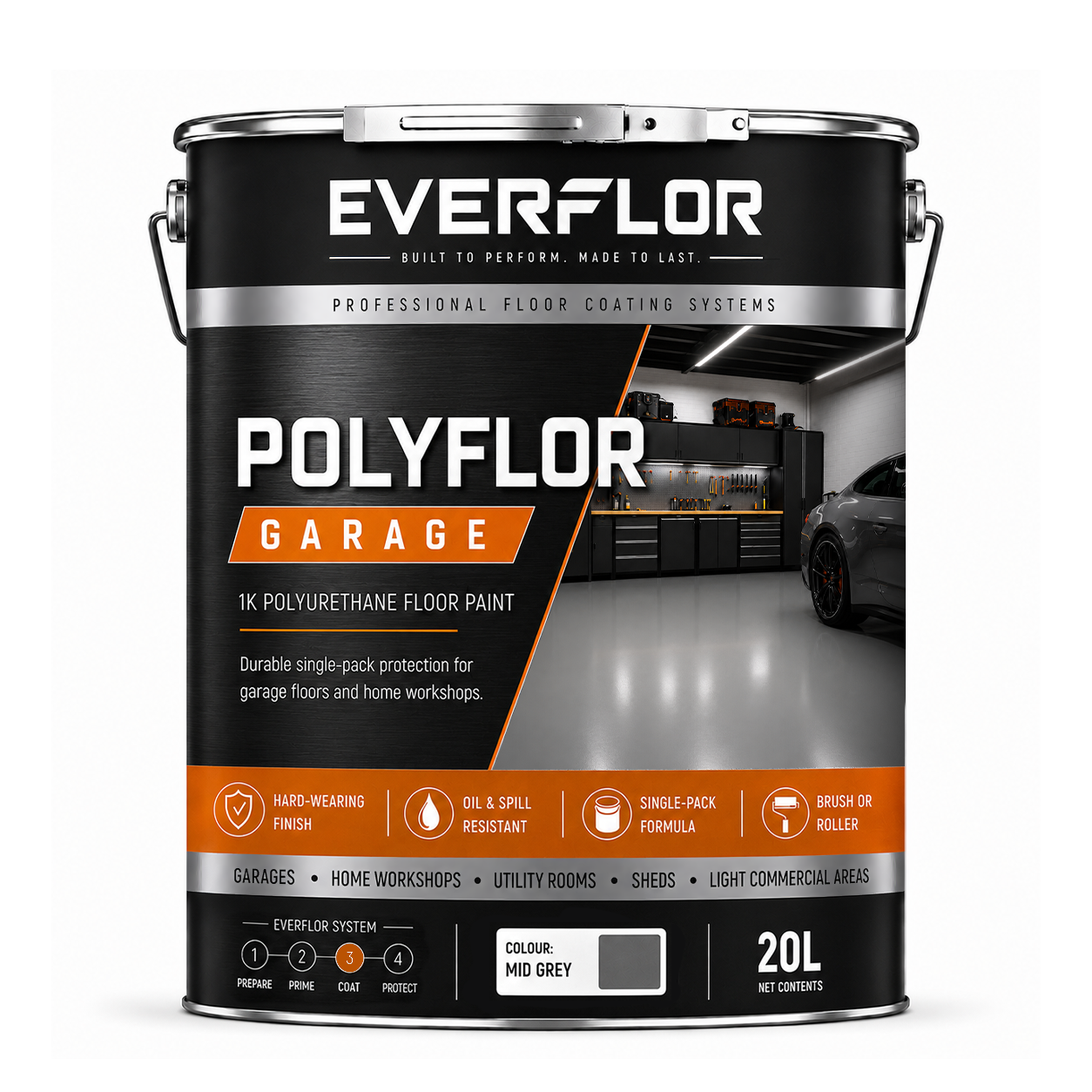 Everest Trade – Dickschichtige Garagenbodenfarbe auf Polyurethan (PU)-Harzbasis – rutschfest