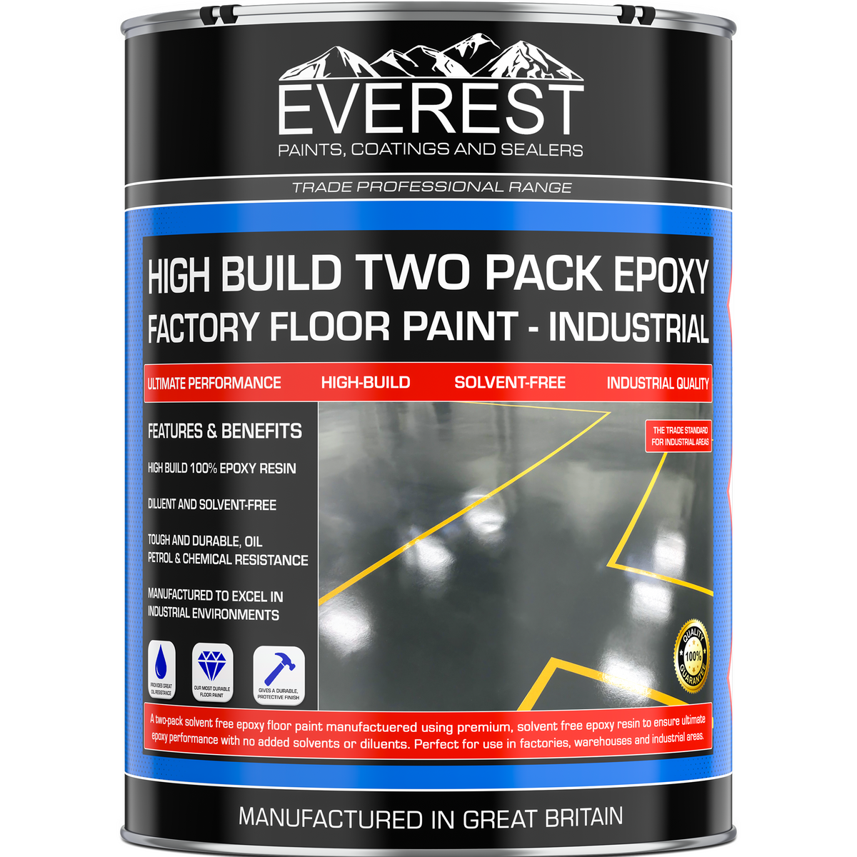 Everest Trade - Peinture Époxy HB pour Sol d'Usine - Grade Industriel -  Revêtement Époxy Bi-composant